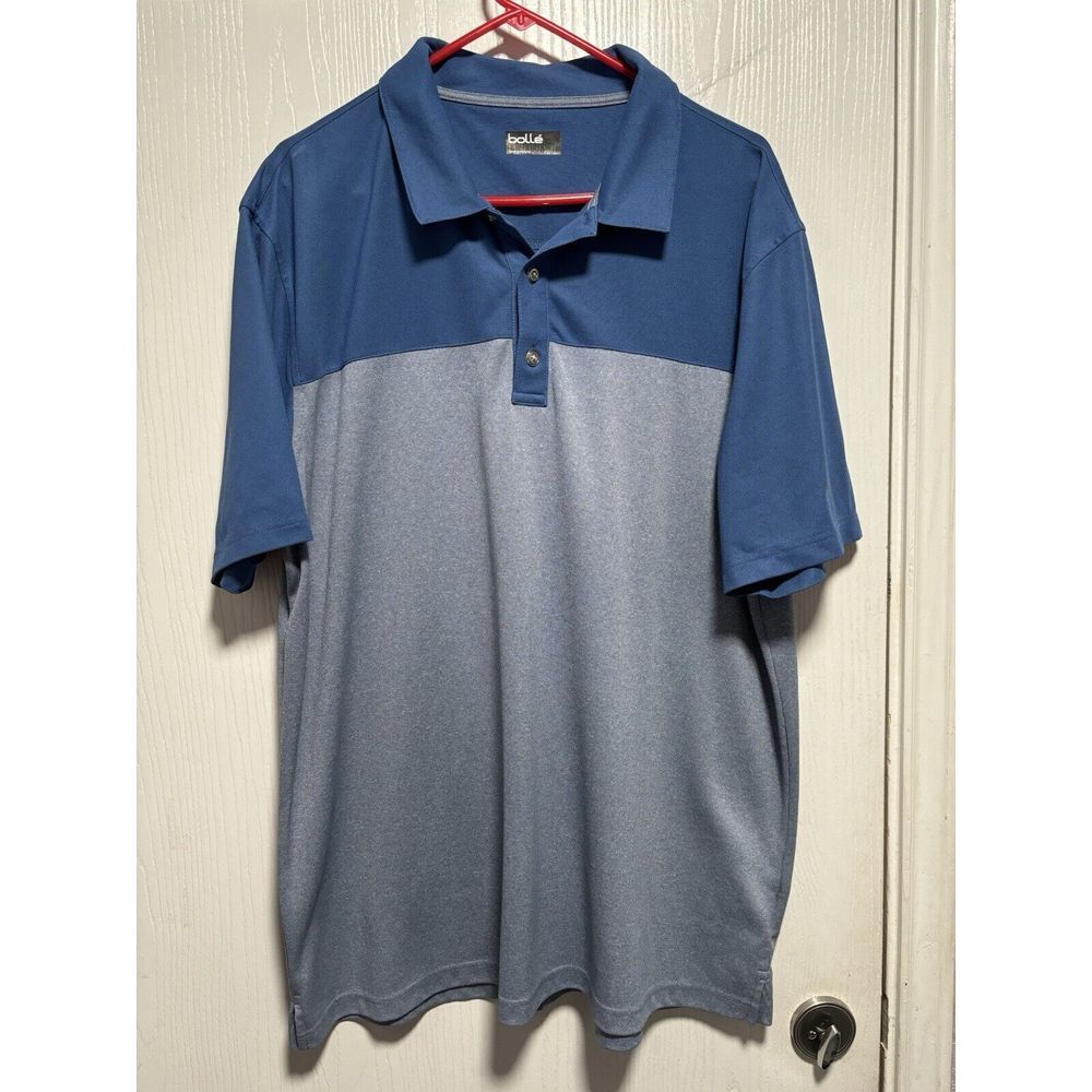 Bolle Polo Mens 2XL XXL Blue Collared Shirt‎ Athleisure Short Sleeve